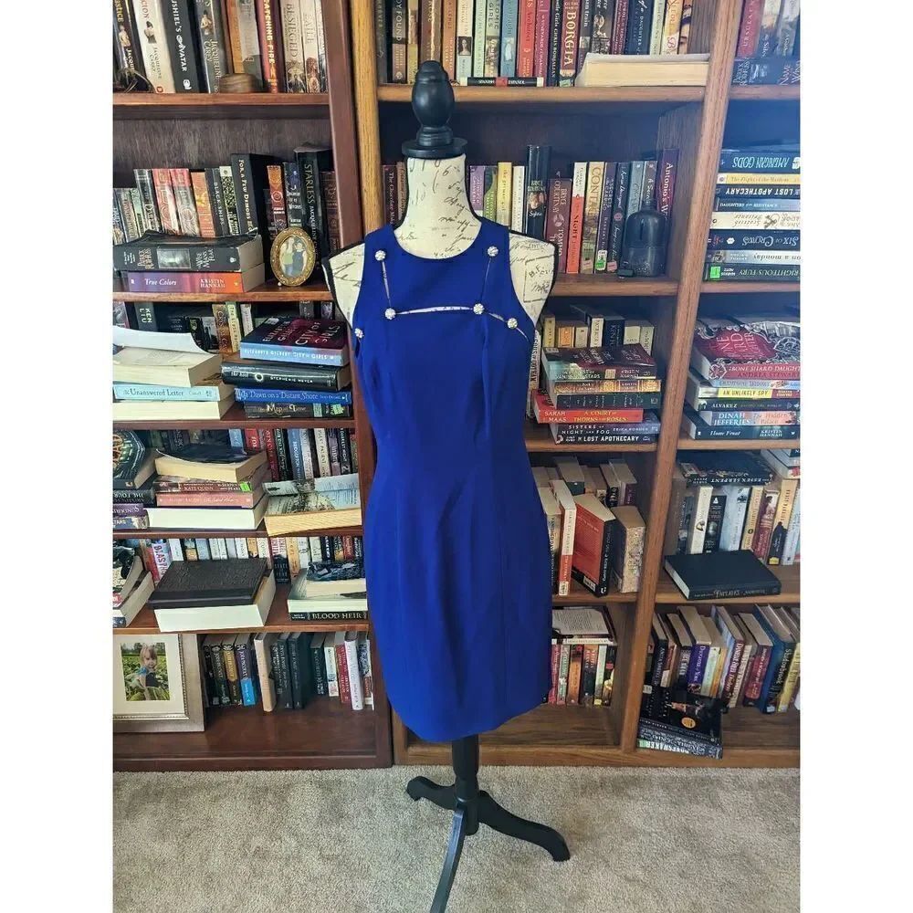 Adrianna papell evening deep purple rhinestone embellished cocktail dress sz 6